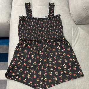 Black and Pink Floral Romper